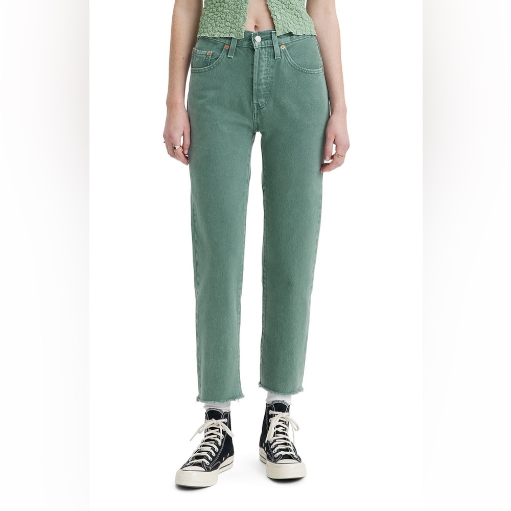 Levi 501® Original Frayed High Waist Crop Straight Leg Jeans